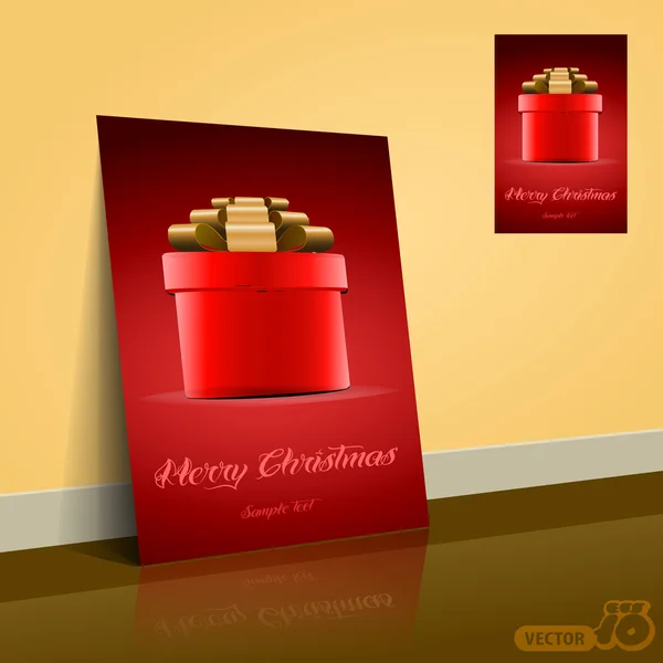 Scatola regalo rosso per Natale - Flyer o Cover Design — Vettoriale Stock