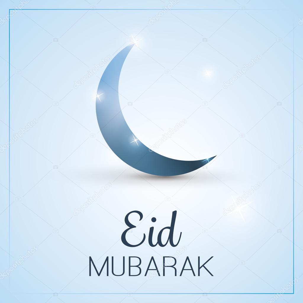 Eid Mubarak - Moon in the Sky - Greeting Card for Muslim Community Festival
