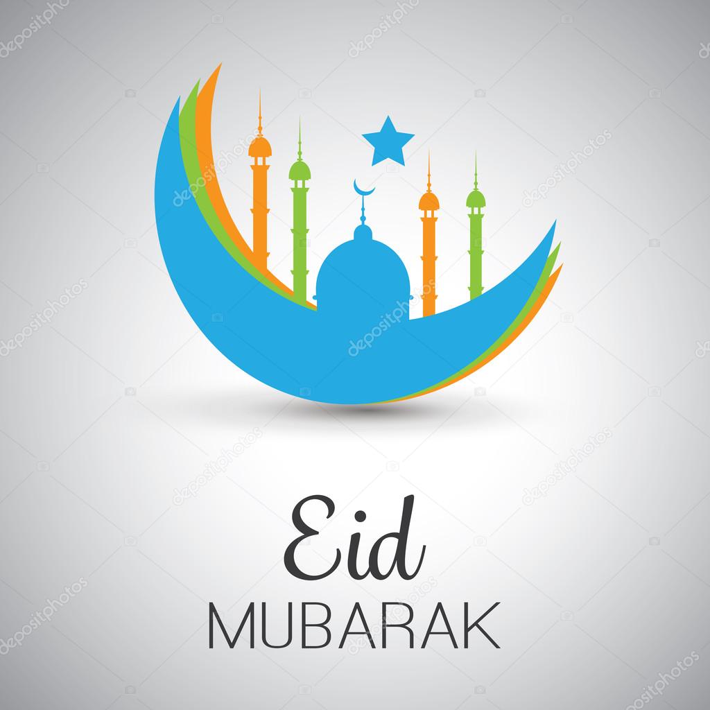 Eid Mubarak - Moon in the Sky - Greeting Card for Muslim Community Festival