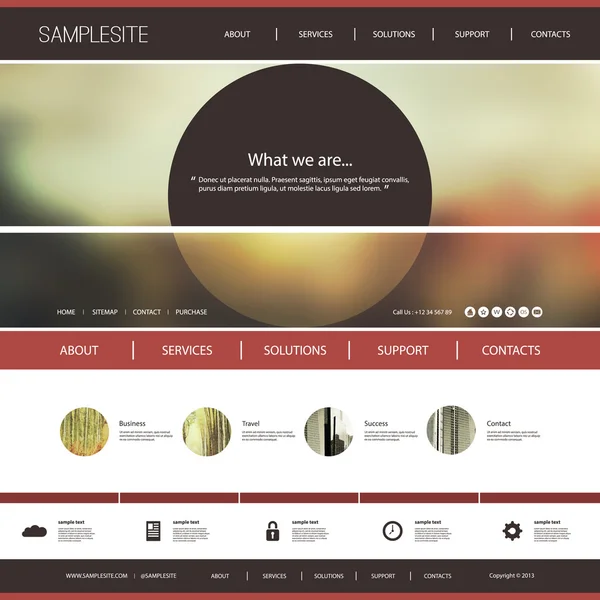 Website Template with Abstract Blurred Header Design Concept — Διανυσματικό Αρχείο