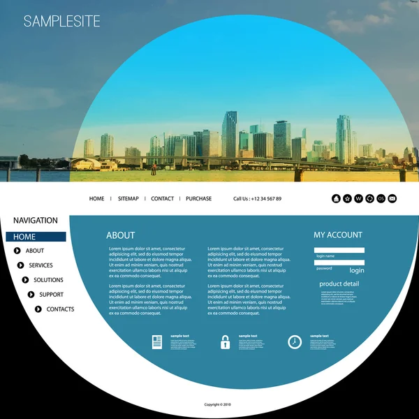 Modello di sito web con design unico - Miami Skyline — Vettoriale Stock