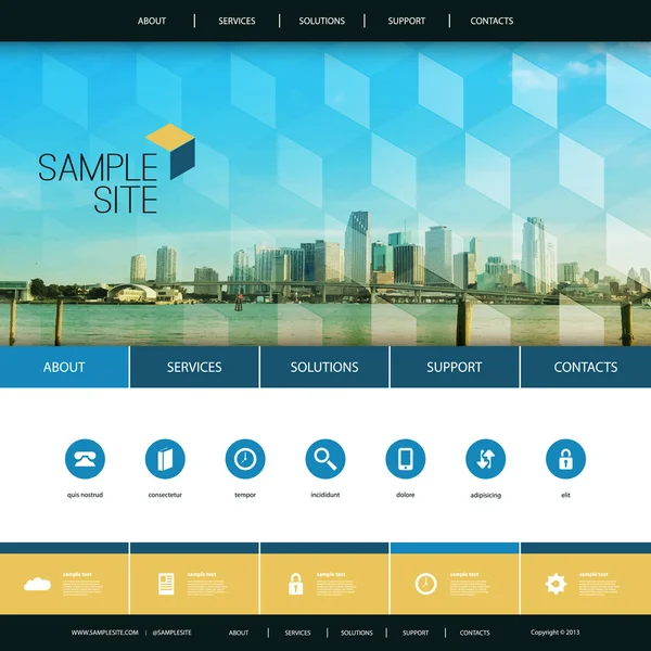 Design del sito Web per la tua attività con lo sfondo Cityscape Skyline Header — Vettoriale Stock