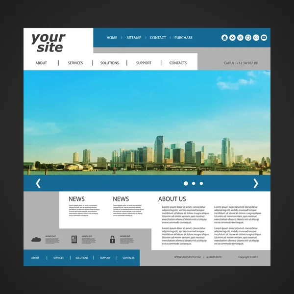 Website Template with Unique Design - Miami Skyline — Stock Vector