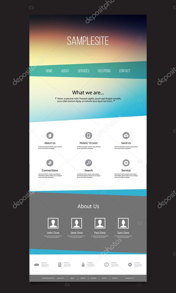 One Page Website Template with Blurred Design