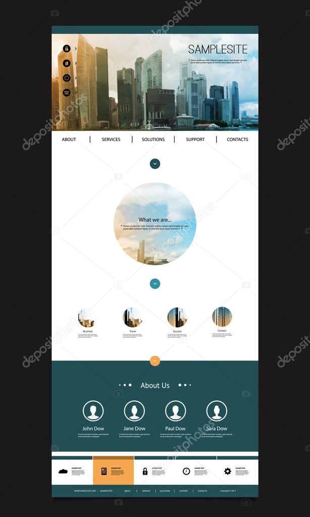 One Page Website Template with Cityscape Skyline Image Header Background Design