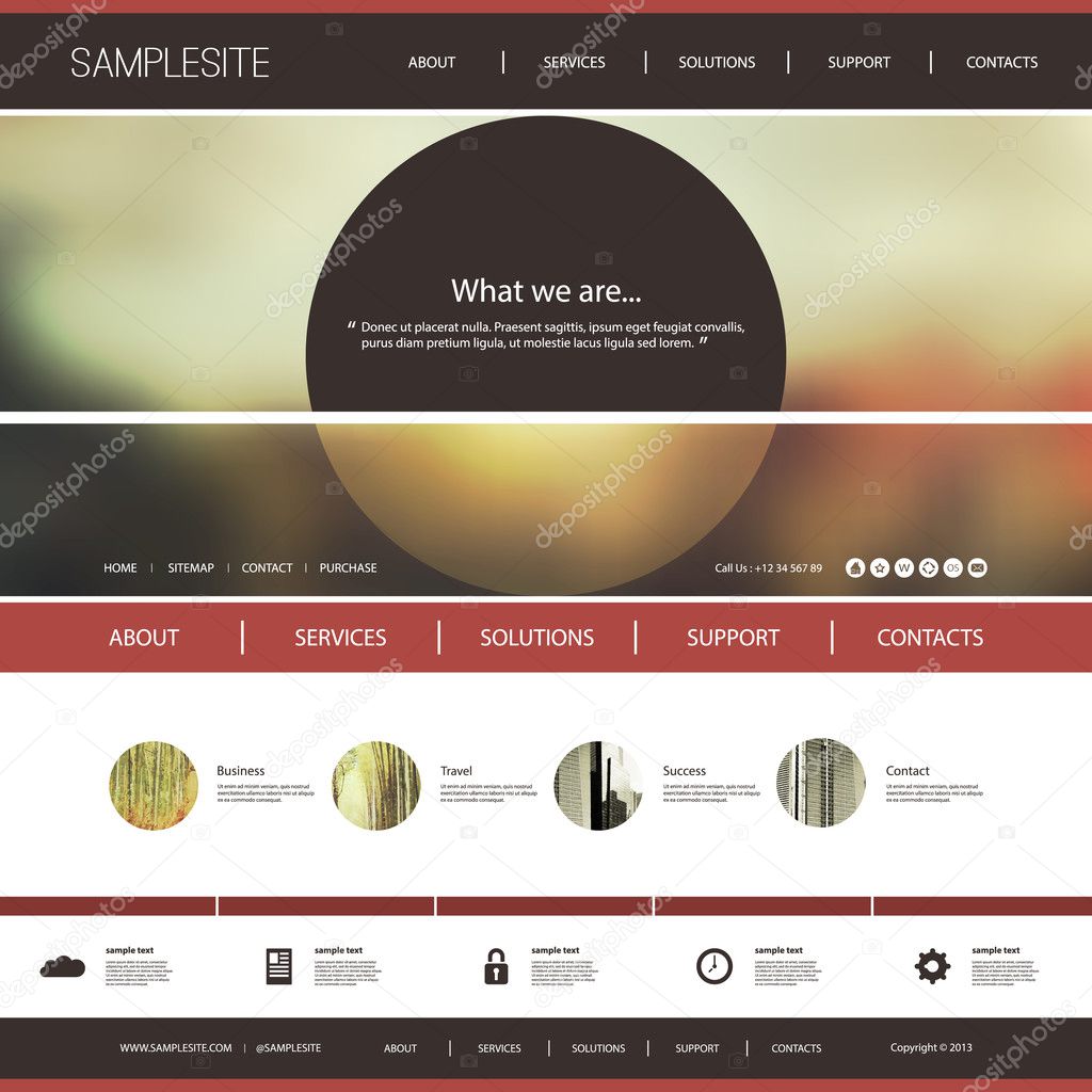 Website Template with Abstract Blurred Header Design Concept