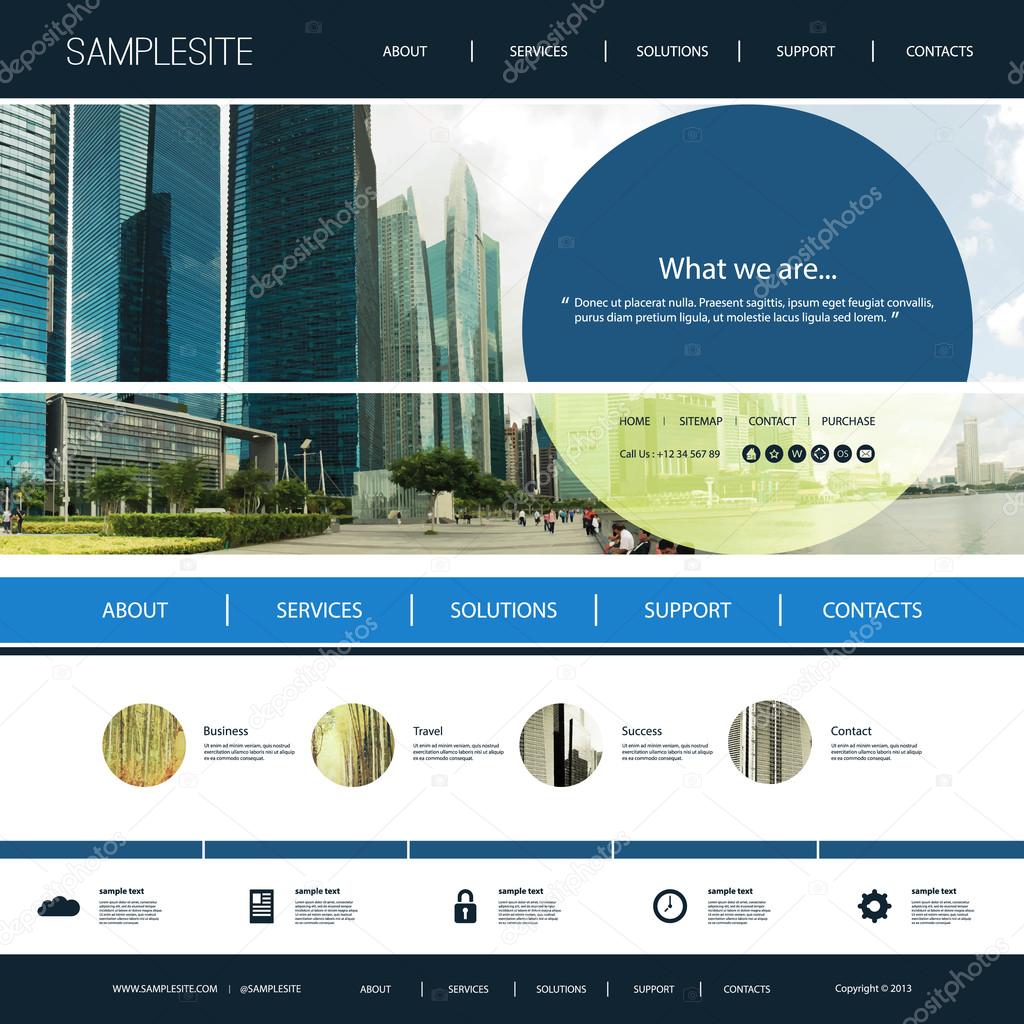One Page Website Template with City View Header Design Concept