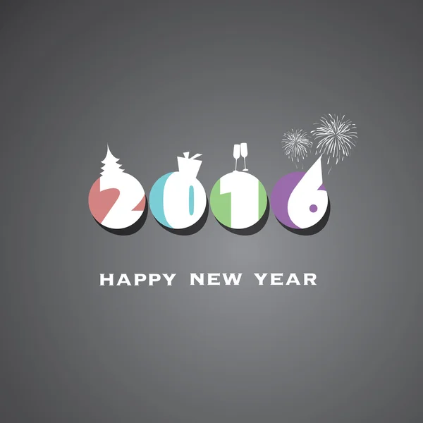 Eenvoudige kleurrijke nieuwjaarskaart, Cover of achtergrond ontwerpsjabloon - 2016 — Stockvector