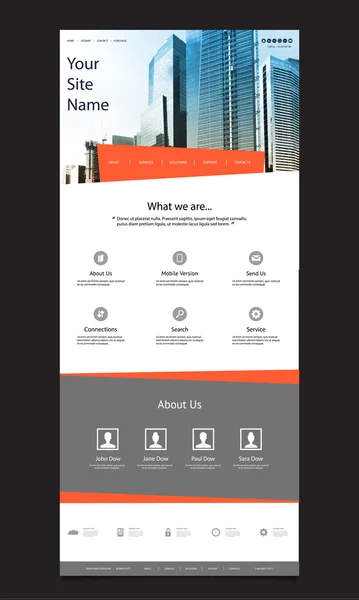 Conception de site Web d'une page pour votre entreprise avec Skyscraper Image Background — Image vectorielle