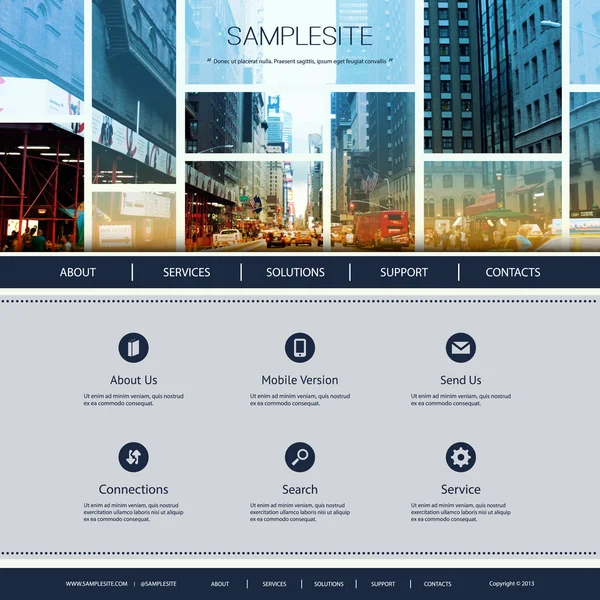 Website-Design für Ihr Unternehmen - Straßenbild im Header-Design — Stockvektor