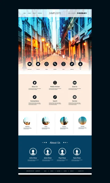 一页的网站模板与街景图像头设计 — 图库矢量图片