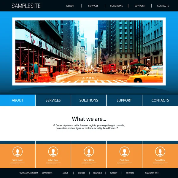 Design del sito web per il tuo business con sfondo immagine City Street — Vettoriale Stock