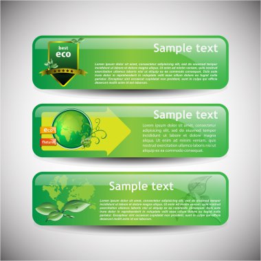 Colorful Eco Banner Set - Vector Illustration