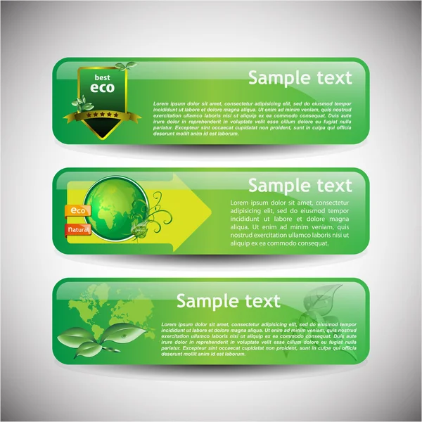 Colorful Eco Banner Set - Vector Illustration — Stockový vektor