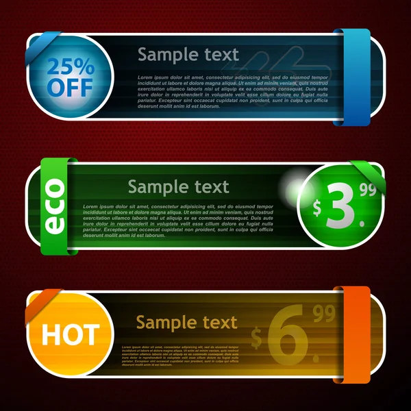 Conjunto de banners multicoloridos — Vetor de Stock