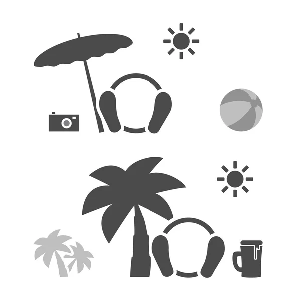 Stranden tid - Emoticon Set — Stock vektor