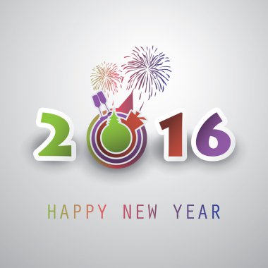En iyi dilek - soyut Modern tarzı mutlu yeni yıl tebrik kartı veya arka plan, yaratıcı tasarım şablonu - 2016
