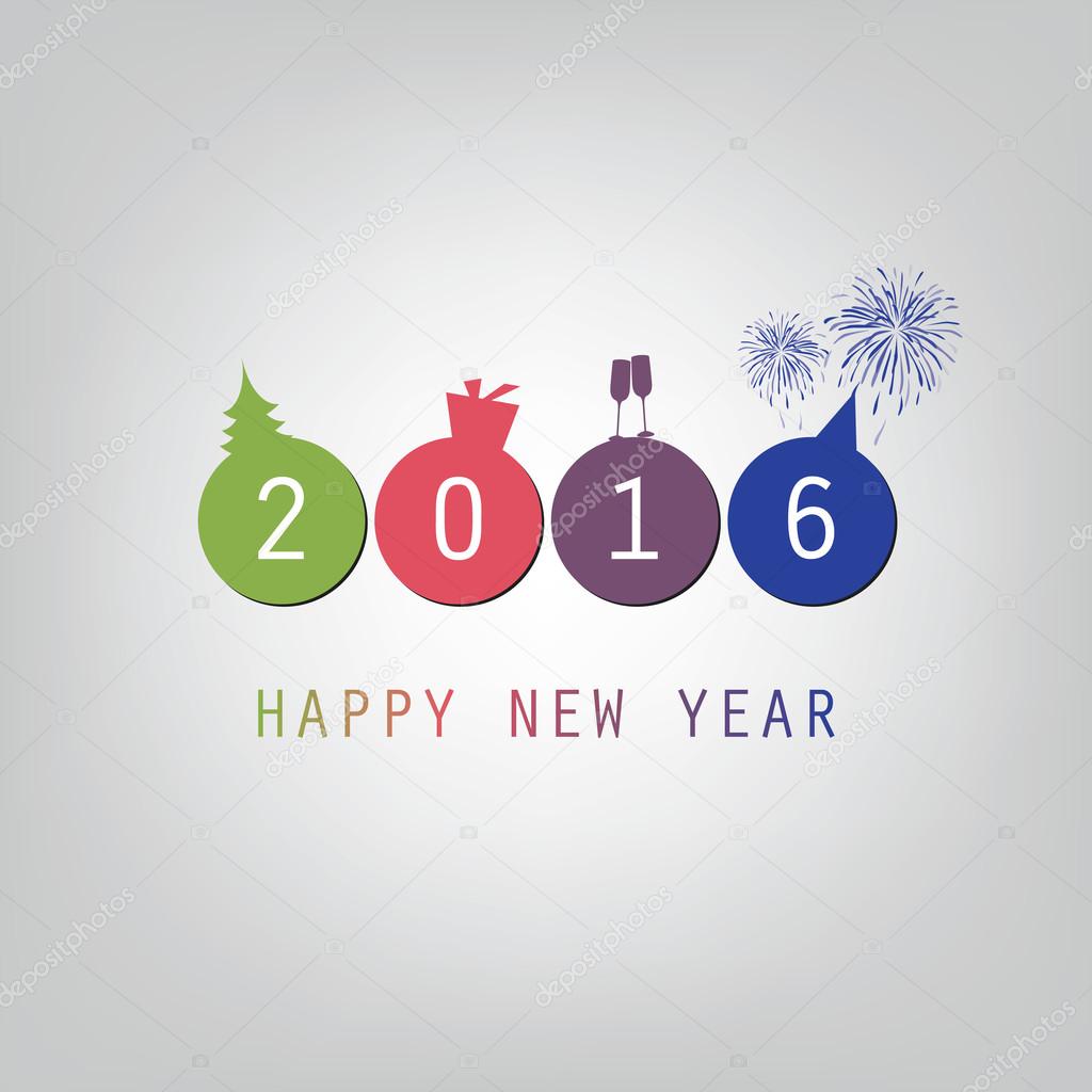 Best Wishes - Modern Simple Minimal Happy New Year Card or Cover Background Template - 2016