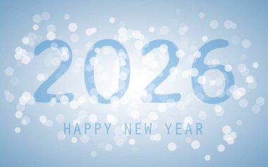 En İyi Dilekler - Mavi ve Beyaz Soyut Modern Stil Mutlu Yıllar Kartı, Kapak veya Arkaplan, Yaratıcı Tasarım Şablonu - 2026