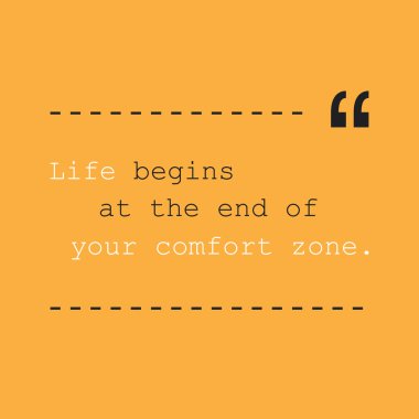 Hayat rahat sonunda başlar. -İlham alıntı, Slogan, söz - başarı kavramı, Banner tasarımı turuncu zemin üzerine