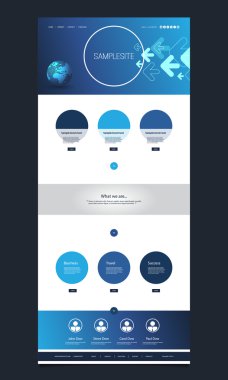 One Page Website Template with Earth Globe and Arrows Header Design