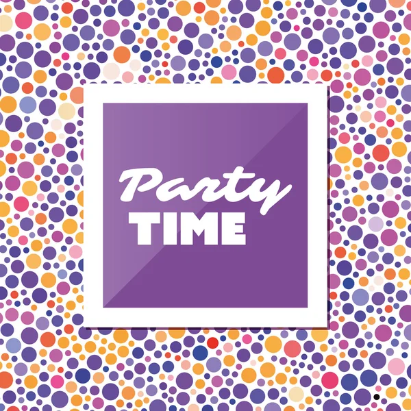 Tiempo de fiesta - Cita inspiradora, lema, diciendo - Ilustración de concepto colorido abstracto, diseño creativo con etiqueta y fondo manchado colorido — Vector de stock