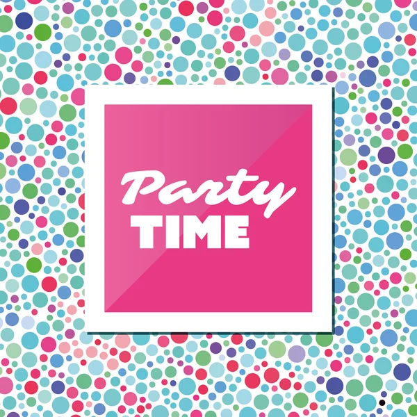 Party Time - Inspirational Quote, Slogan, Saying - Abstract Colorful Concept Illustration, Creative Design with Label and Colorful Spotted Background — Stock Vector