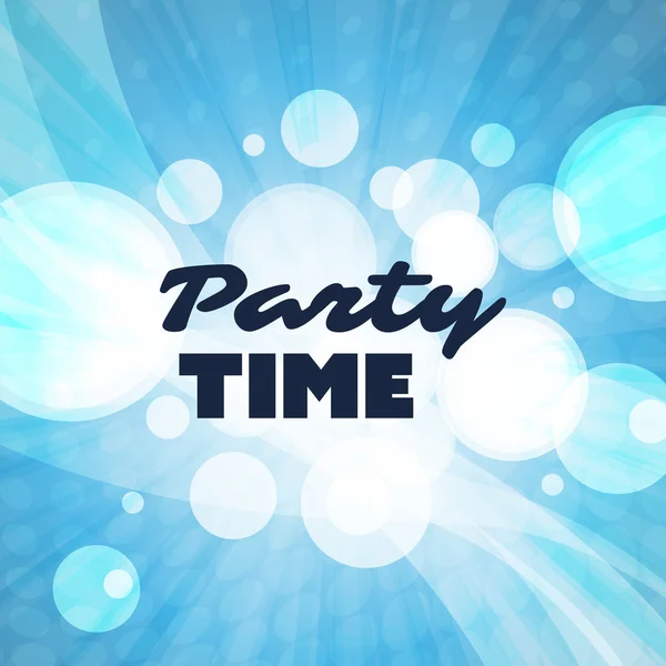 Party Time - Inspirational Quote, Slogan, Saying - Abstract Colorful Concept Illustration, Creative Design with Label and Light Blue Bubbly Background — Stok Vektör