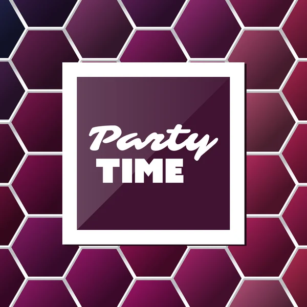 Party Time - Inspirational Quote, Slogan, Saying - Abstract Colorful Concept Illustration, Creative Design with Label and Background with Hexagonal Pattern — 图库矢量图片