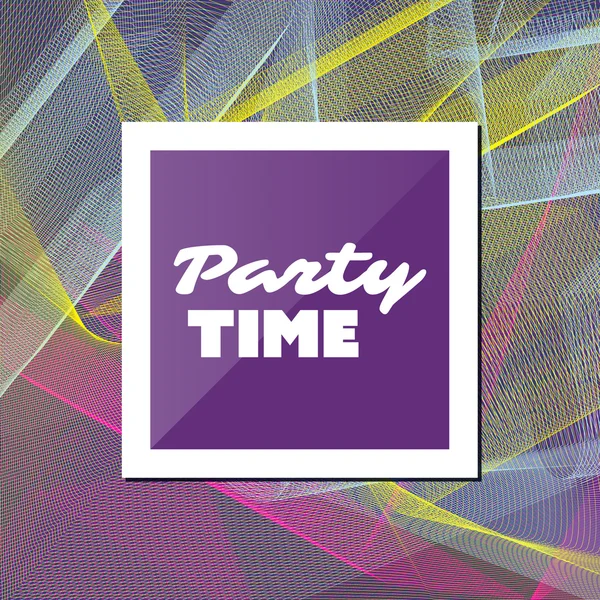 Party Time - Inspirational Quote, Slogan, Saying - Abstract Colorful Concept Illustration, Creative Design with Label and Background with Transparent Wavy Pattern — Stok Vektör