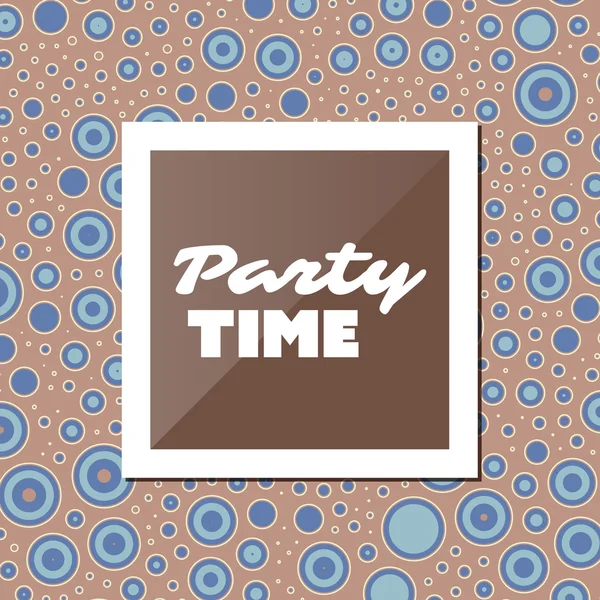 Tiempo de fiesta - Cita inspiradora, eslogan, diciendo - Ilustración de concepto colorido abstracto, diseño creativo con etiqueta y fondo con patrón burbujeante manchado — Vector de stock