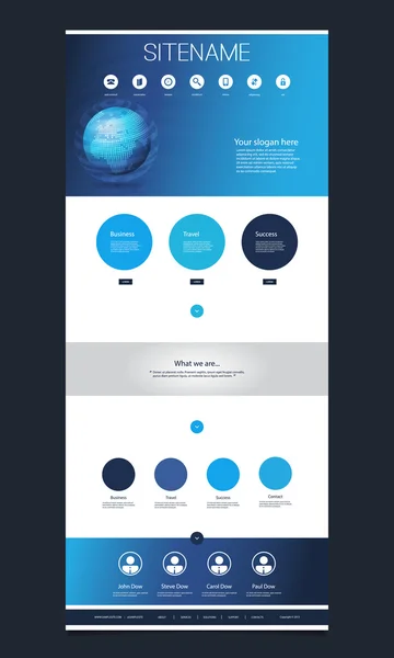 One Page Website Template with Earth Globe Header Design — 스톡 벡터