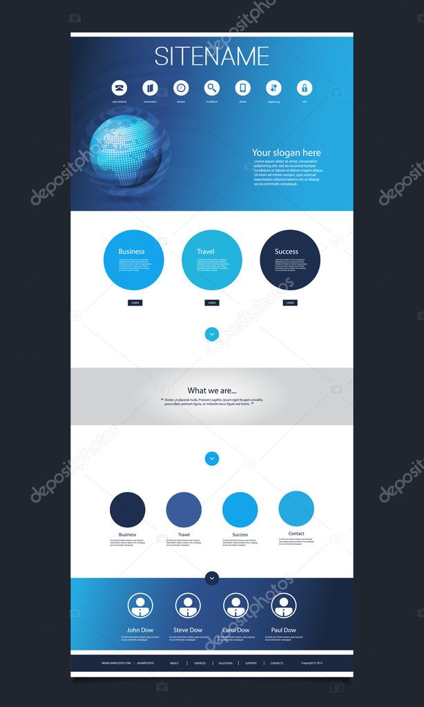 One Page Website Template with Earth Globe Header Design