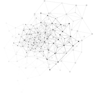 Soyut Siyah ve Beyaz Modern Bulut Hesaplama ve Küresel Dijital Ağ Bağlantıları, IT veya Teknoloji Konsepti, Çokgen Şebeke, Beyaz Üzerine İzole Kablo Çerçevesi - Düzenlenebilir Vektör Biçiminde Resimlendirme