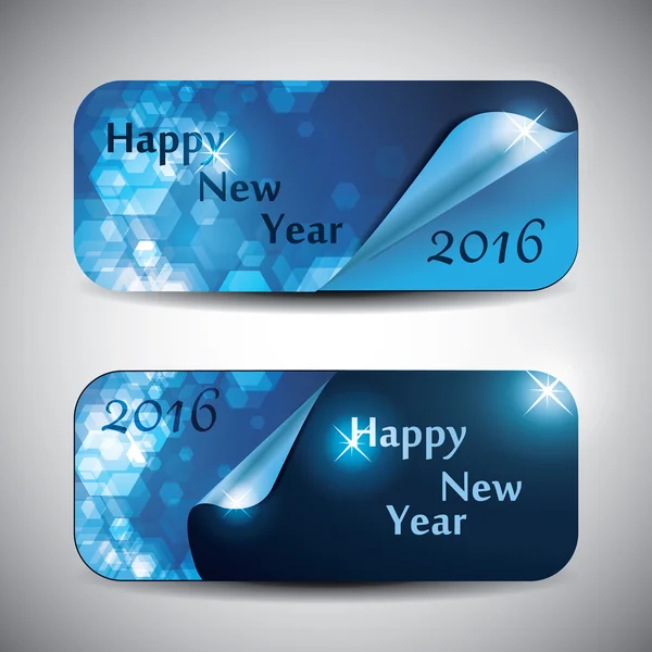 Set of Horizontal New Year Banners - 2016 — Stock Vector