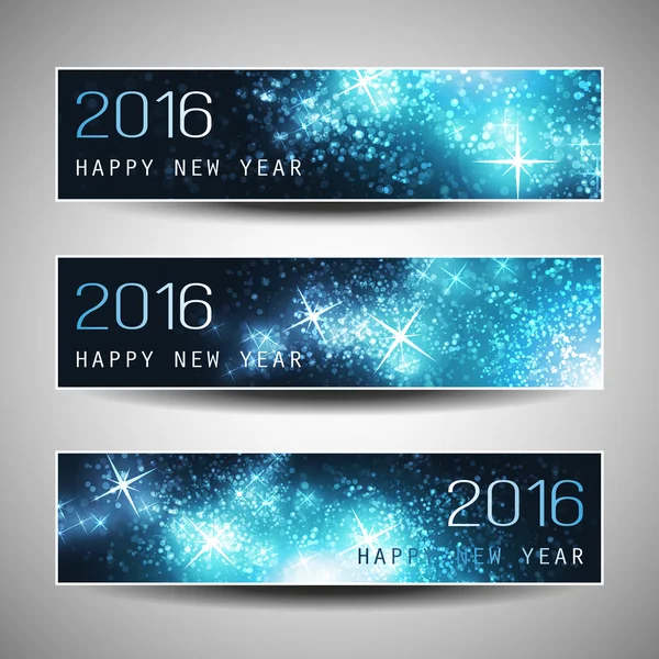 Uppsättning av horisontella nyår Banners - 2016 — Stock vektor