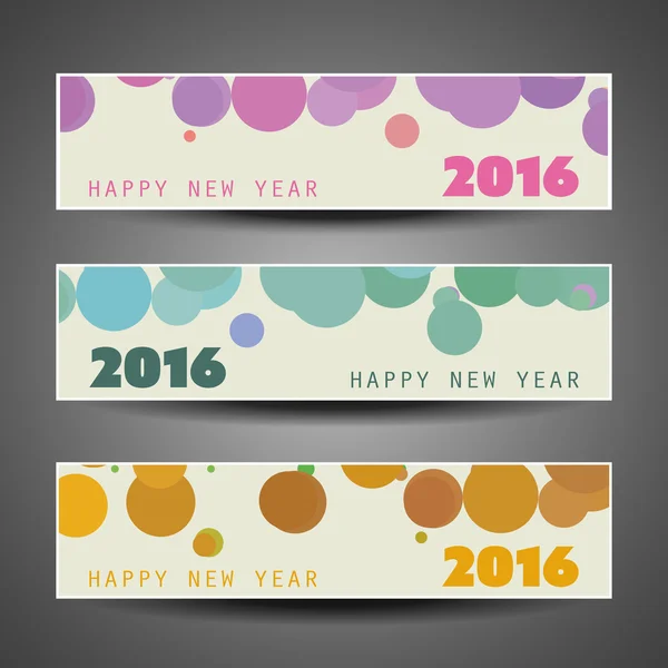 Conjunto de Banners de Ano Novo Horizontal - 2016 — Vetor de Stock