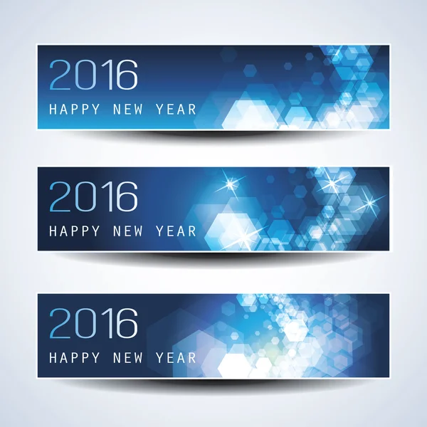 Conjunto de Banners de Ano Novo Horizontal - 2016 — Vetor de Stock