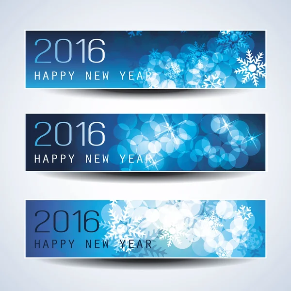 Set of Horizontal New Year Banners - 2016 — Stock Vector