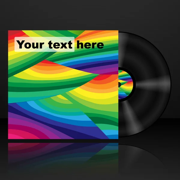 Disco de vinil e capa com fundo colorido abstrato - Ilustração vetorial — Vetor de Stock