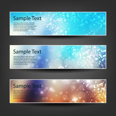 Horizontal Header, Banner Set for Christmas, New Year or Other Holidays, Cover or Background Designs - Colors: Brown, Blue, White