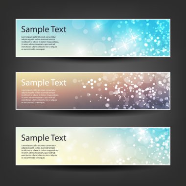 Horizontal Header, Banner Set for Christmas, New Year or Other Holidays, Cover or Background Designs - Colors: Brown, Blue, White