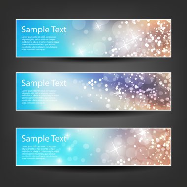 Horizontal Header, Banner Set for Christmas, New Year or Other Holidays, Cover or Background Designs - Colors: Brown, Blue, White