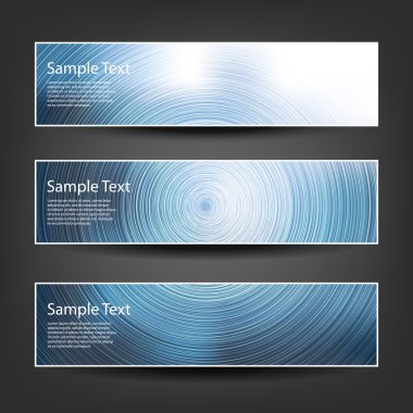 Set of Horizontal Banner or Cover Background Designs - Blue, White Colors