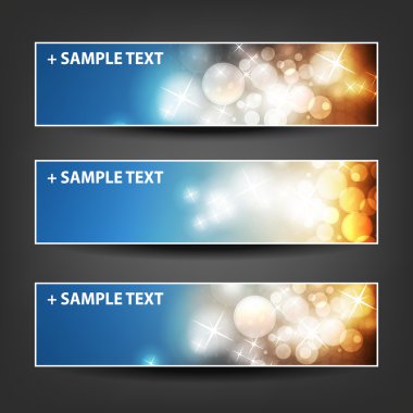 Horizontal Header, Banner Set for Christmas, New Year or Other Holidays, Cover or Background Designs - Colors: Brown, Blue, Orange