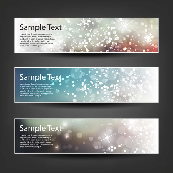 Horizontal Header, Banner Set for Christmas, New Year or Other Holidays, Cover or Background Designs - Colors: Brown, Blue, White — 图库矢量图片