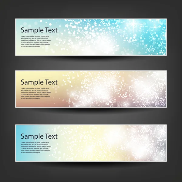 Horizontal Header, Banner Set for Christmas, New Year or Other Holidays, Cover or Background Designs - Colors: Brown, Blue, Orange — Stock vektor