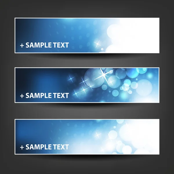 Horizontale Header, Banner Set voor Kerstmis, Nieuwjaar of andere feestdagen, dekken of Designs - achtergrond kleuren: blauw, wit — Stockvector