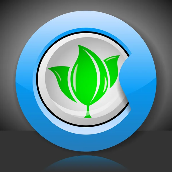 Листья - Зеленая икона, дизайн кнопок — стоковый вектор