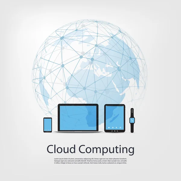 Computación en la nube y diseño de conceptos de redes globales — Archivo Imágenes Vectoriales